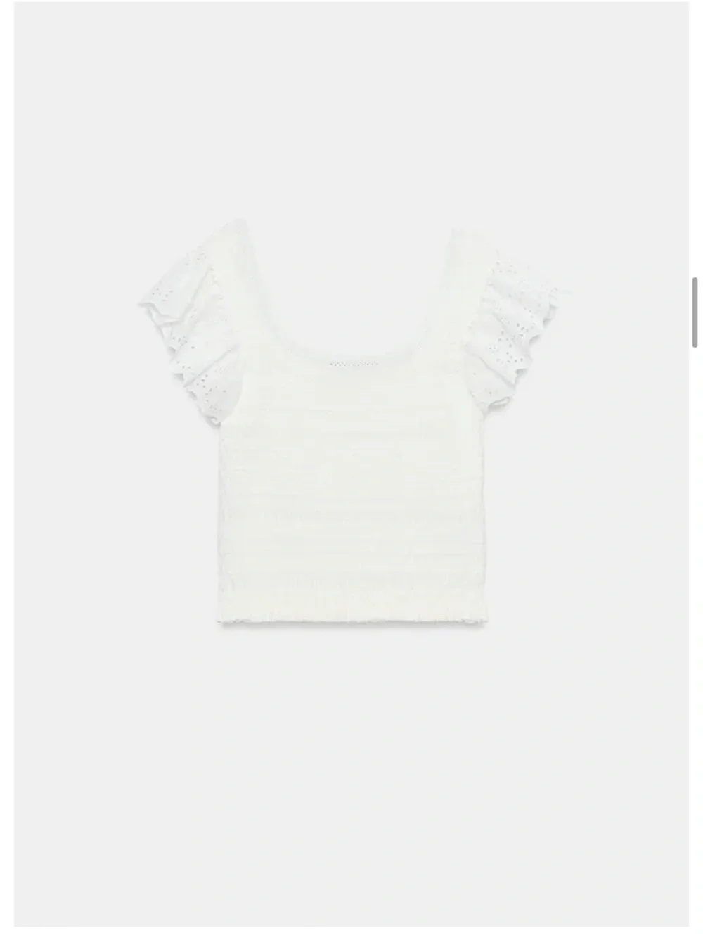 Zara White Embroidered Eyelet Knit Top